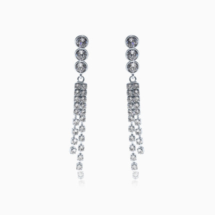 3Otail Silver Crystal Earrings - Crystal