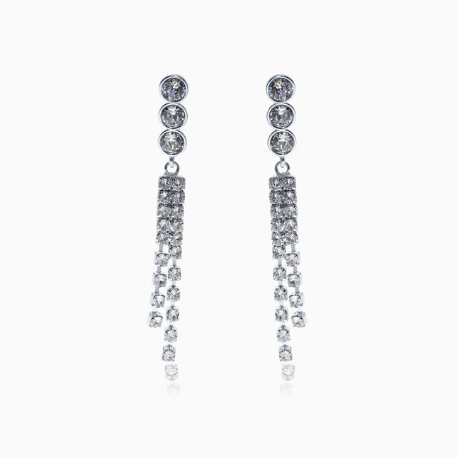 3Otail Silver Crystal Earrings - Crystal