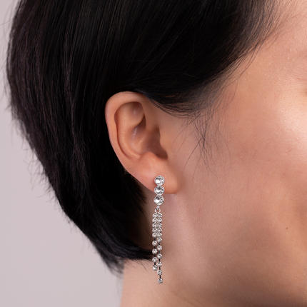 3Otail Silver Crystal Earrings - Crystal