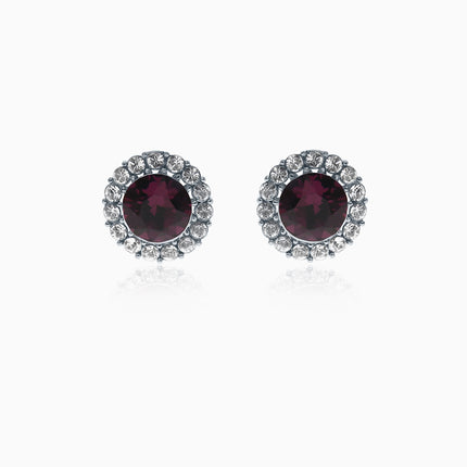 Crusted Rounds Silver Crystal Earrings