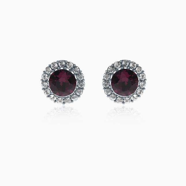 Crusted Rounds Silver Crystal Earrings