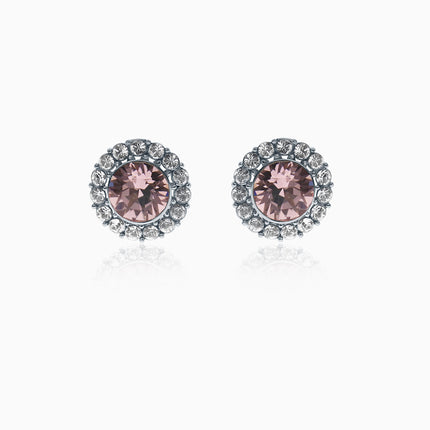 Crusted Rounds Silver Crystal Earrings