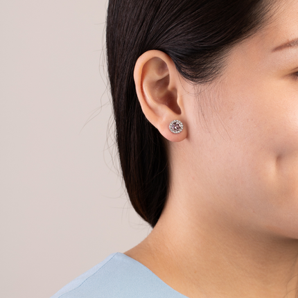 Crusted Rounds Silver Crystal Earrings
