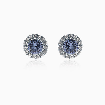 Crusted Rounds Silver Crystal Earrings