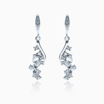 Dangling Twinklers Silver Crystal Earrings - Crystal