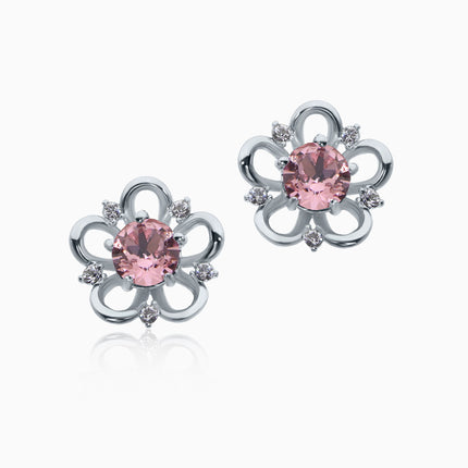 Ornate Sak Silver Crystal Earrings