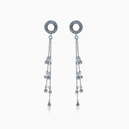 Ringtail Silver Crystal Earrings - Crystal