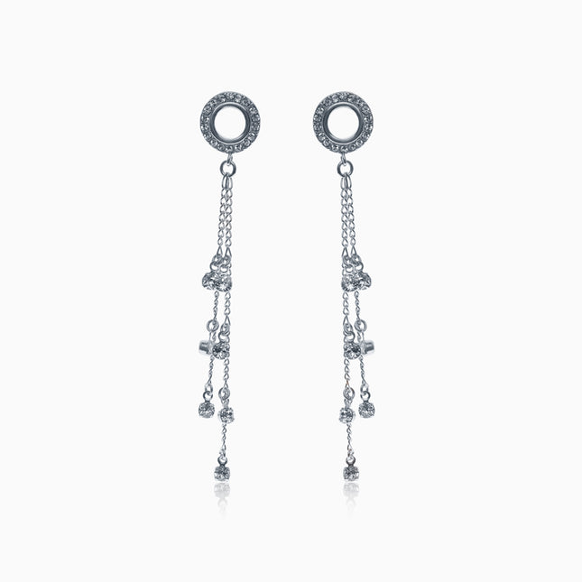 Ringtail Silver Crystal Earrings - Crystal