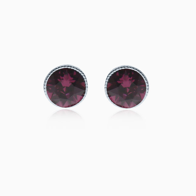 Rope Rounds L Silver Crystal Earrings
