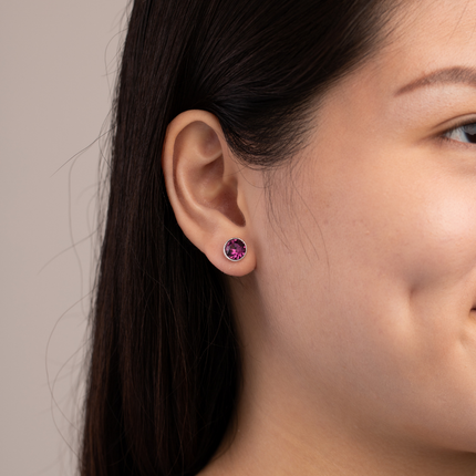Rope Rounds L Silver Crystal Earrings
