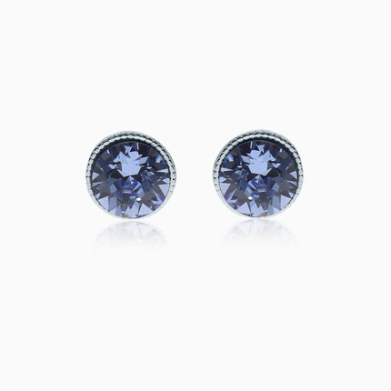 Rope Rounds L Silver Crystal Earrings