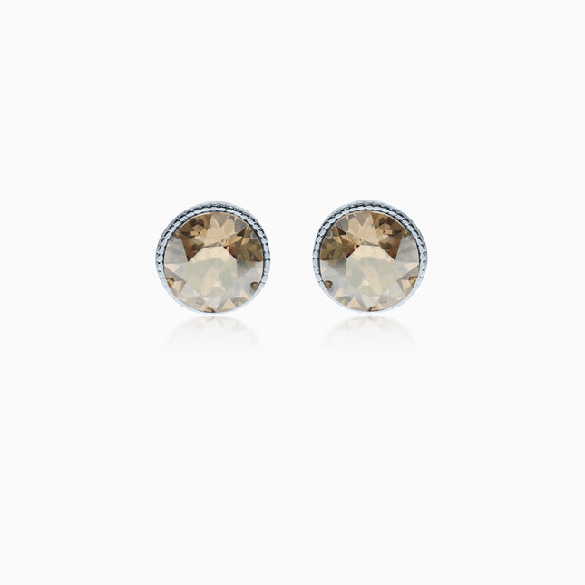 Rope Rounds S Silver Crystal Earrings