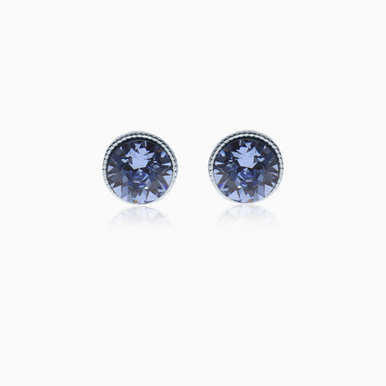 Rope Rounds S Silver Crystal Earrings