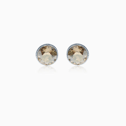 Rope Rounds XS Silver Crystal Earrings