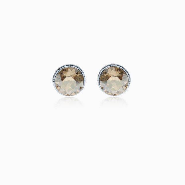 Rope Rounds XS Silver Crystal Earrings