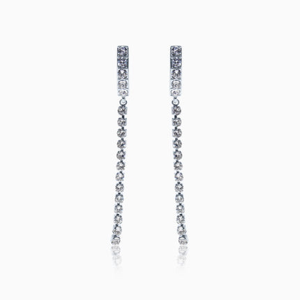 Rocktail Silver Crystal Earrings - Crystal