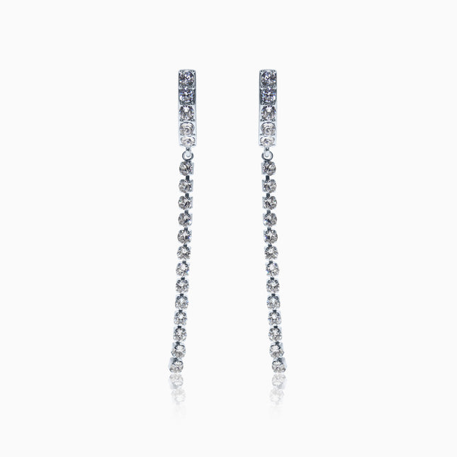 Rocktail Silver Crystal Earrings - Crystal