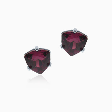 Stud Trilliants M Silver Crystal Earrings