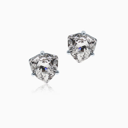Stud Trilliants M Silver Crystal Earrings
