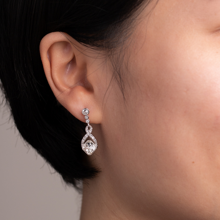 Trail Kech Silver Crystal Earrings - Crystal