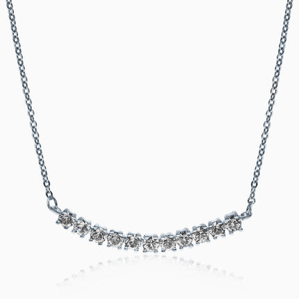 Bentbar Silver Crystal Necklace - Crystal