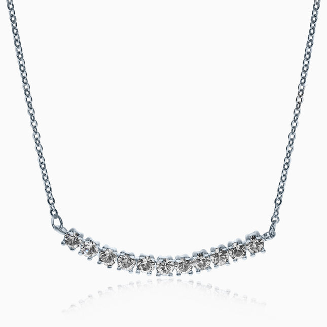 Bentbar Silver Crystal Necklace - Crystal