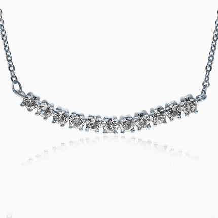 Bentbar Silver Crystal Necklace - Crystal