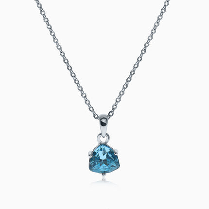 Cased Trilliant M Silver Crystal Necklace