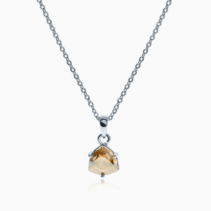 Cased Trilliant M Silver Crystal Necklace