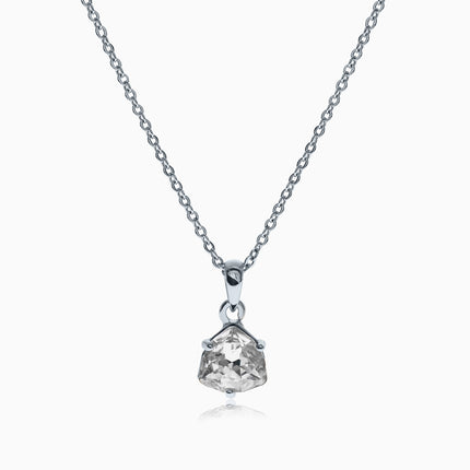 Cased Trilliant M Silver Crystal Necklace