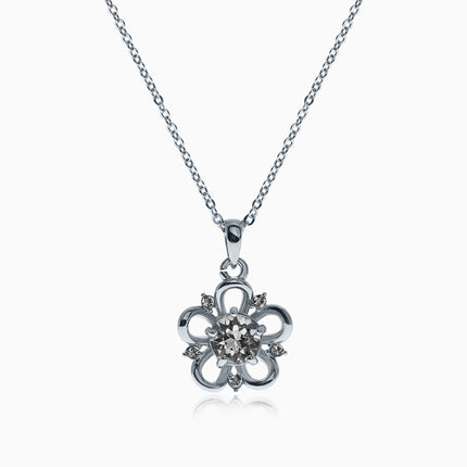 Ornate Sak Silver Crystal Necklace