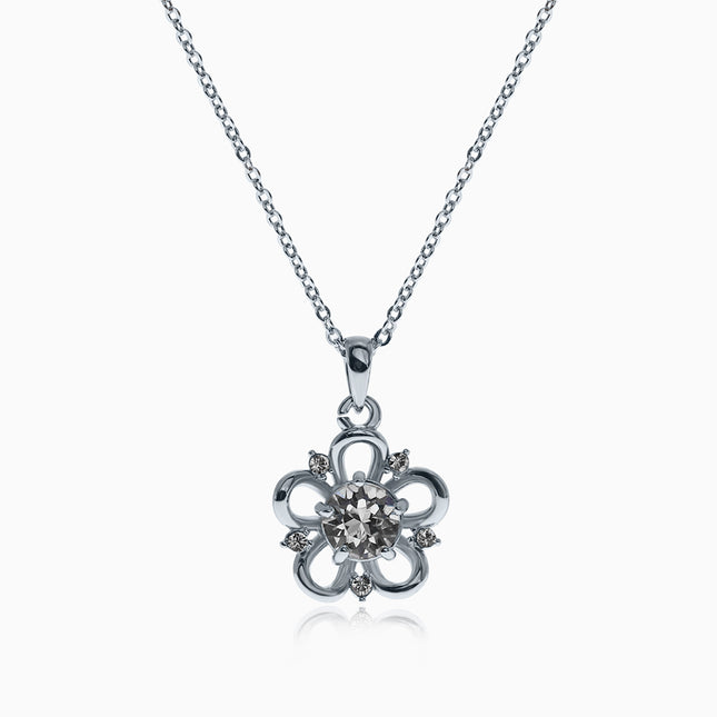 Ornate Sak Silver Crystal Necklace