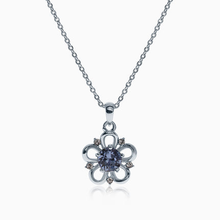 Ornate Sak Silver Crystal Necklace
