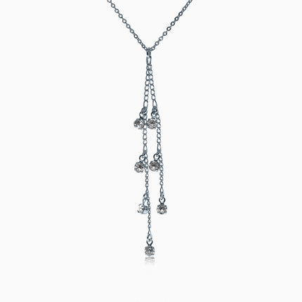 Rockdangles Silver Crystal Necklace - Crystal
