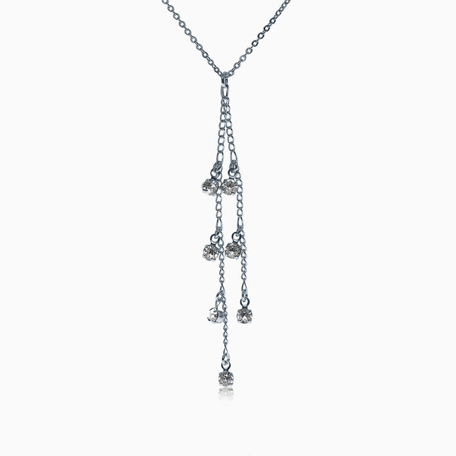 Rockdangles Silver Crystal Necklace - Crystal