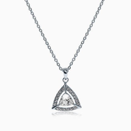 Triangra Silver Crystal Necklace - Crystal