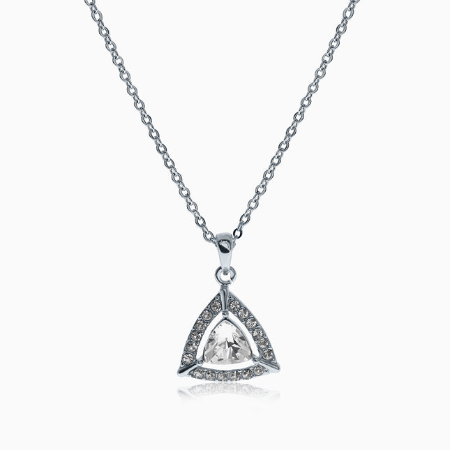 Triangra Silver Crystal Necklace - Crystal