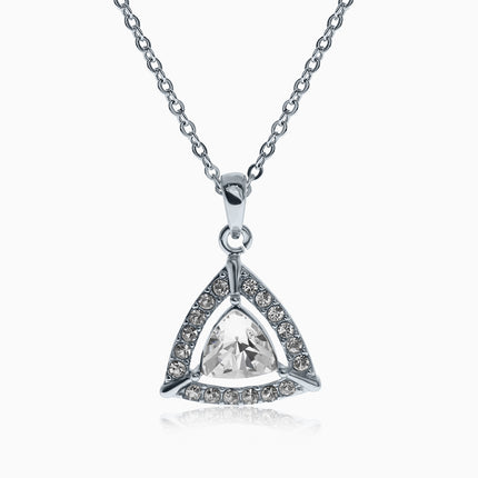 Triangra Silver Crystal Necklace - Crystal