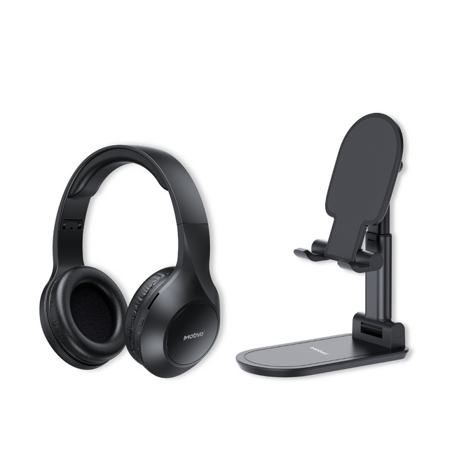 W33 Headphones Black + D31 mobile phone holder black