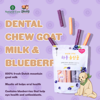 Natural Core Dental Chew Goat Milk & Blueberry 12p Human Grade