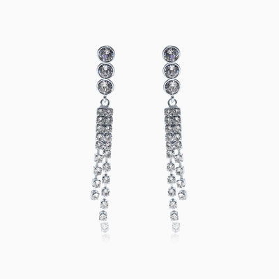 3Otail Silver Crystal Earrings - Crystal