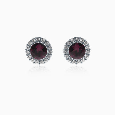 Crusted Rounds Silver Crystal Earrings