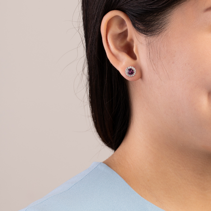 Crusted Rounds Silver Crystal Earrings