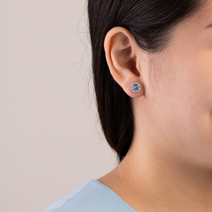 Crusted Rounds Silver Crystal Earrings