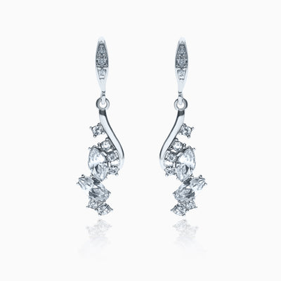 Dangling Twinklers Silver Crystal Earrings - Crystal
