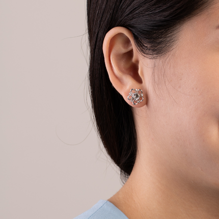 Ornate Sak Silver Crystal Earrings