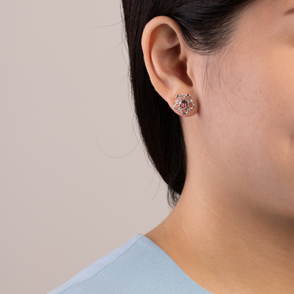 Ornate Sak Silver Crystal Earrings