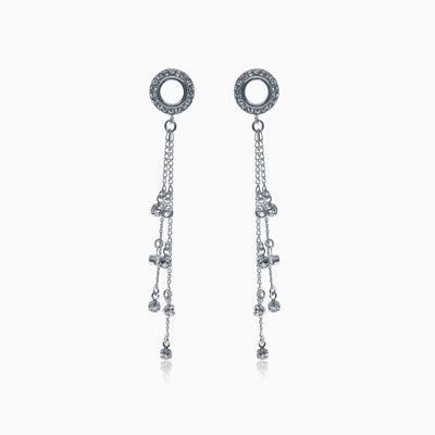 Ringtail Silver Crystal Earrings - Crystal