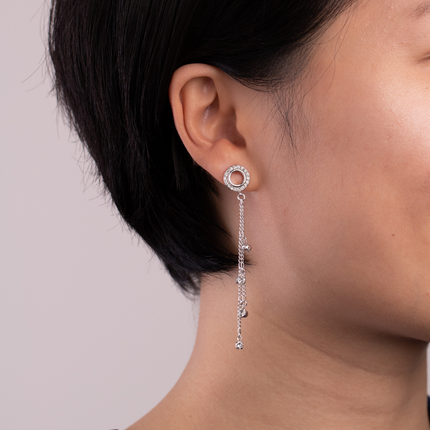 Ringtail Silver Crystal Earrings - Crystal