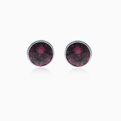 Rope Rounds L Silver Crystal Earrings
